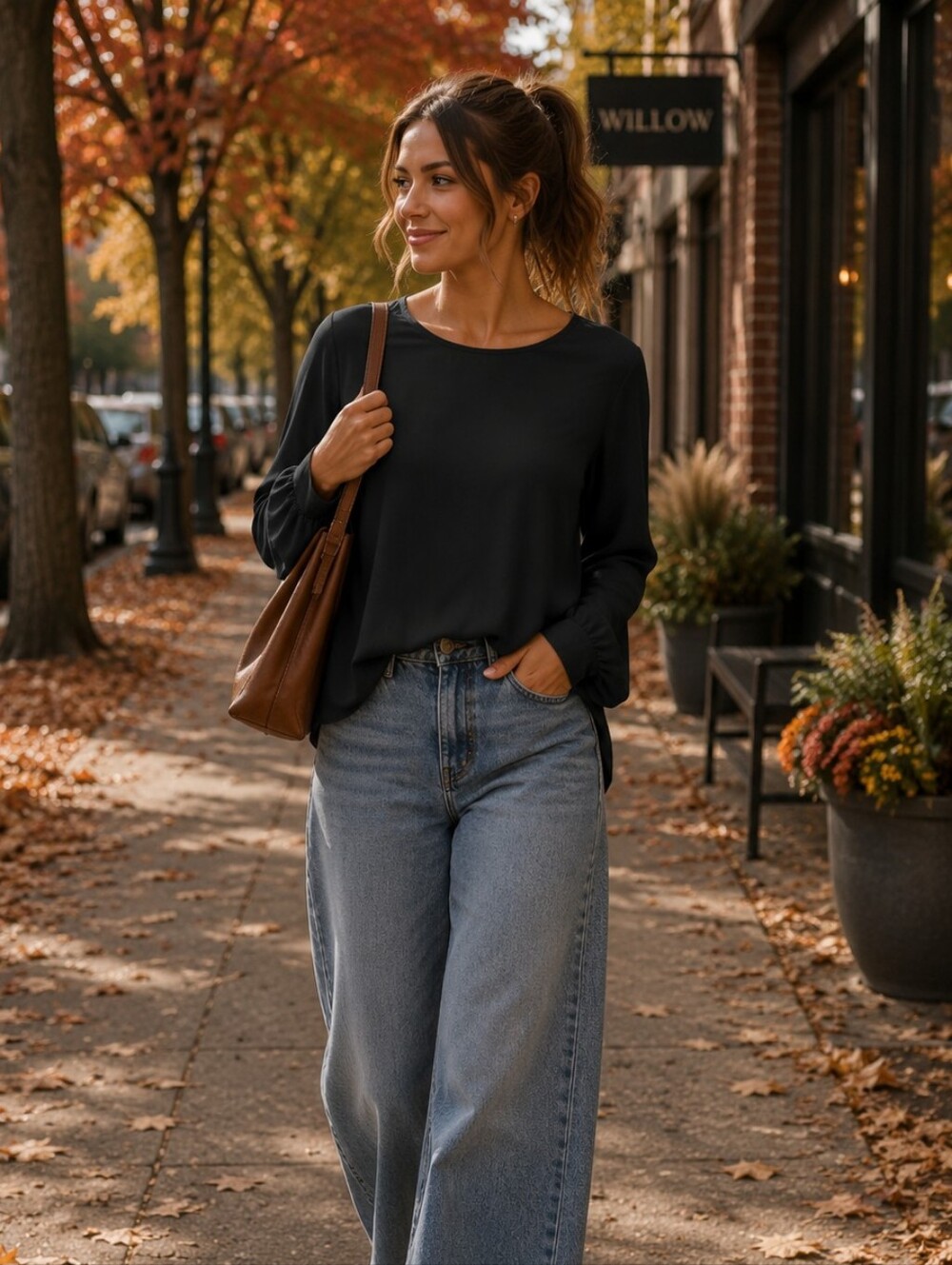 Anthropologie Black Flowy Blouse